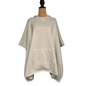 Eddie Bauer Hooded Poncho Women's L/XL Beige Knit‎ Pullover Pocket Casual